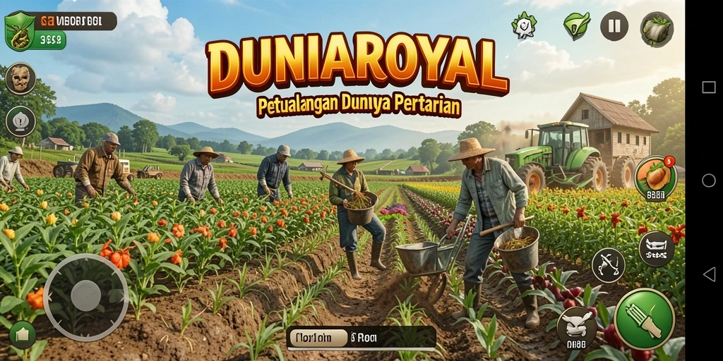 Tampilan gameplay seru saat membangun ladang pertanian di DUNIAROYAL.