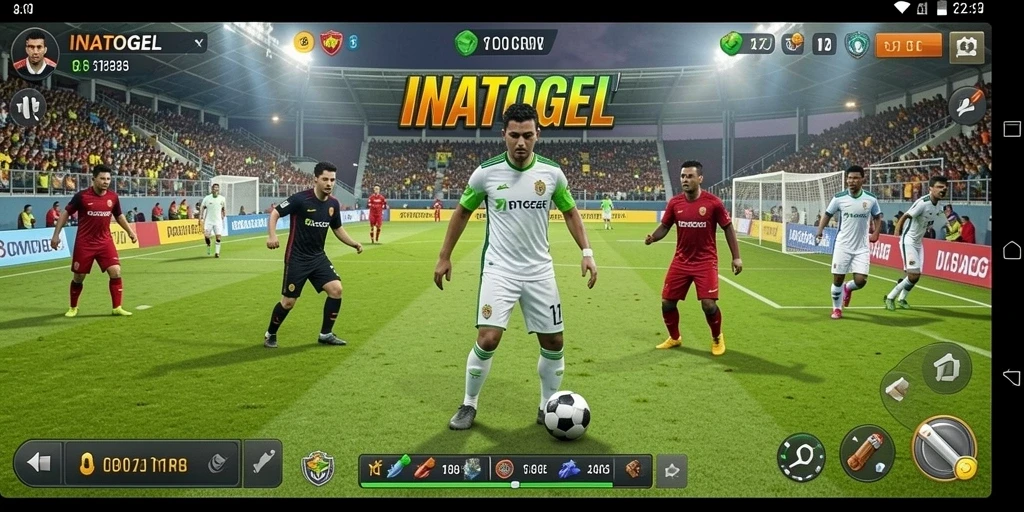 Tampilan gameplay seru INATOGEL dengan aksi Football yang mendebarkan.