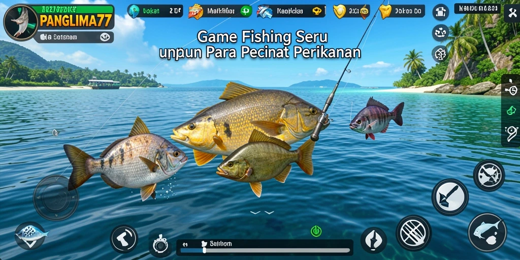 Tampilan gameplay memancing yang menakjubkan di PANGLIMA77.