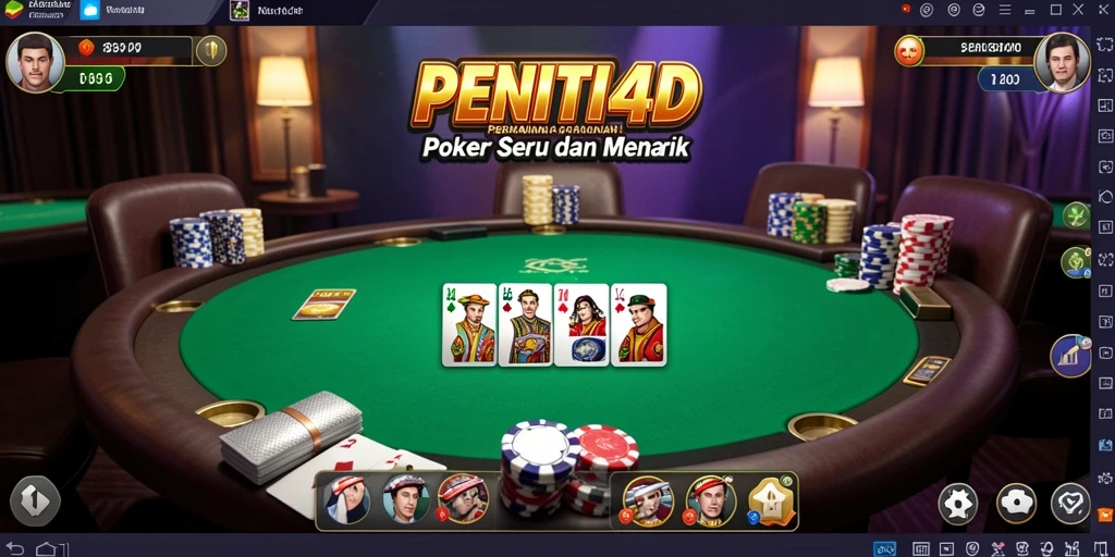 Tampilan gameplay Poker yang menarik dan interaktif di PENITI4D.