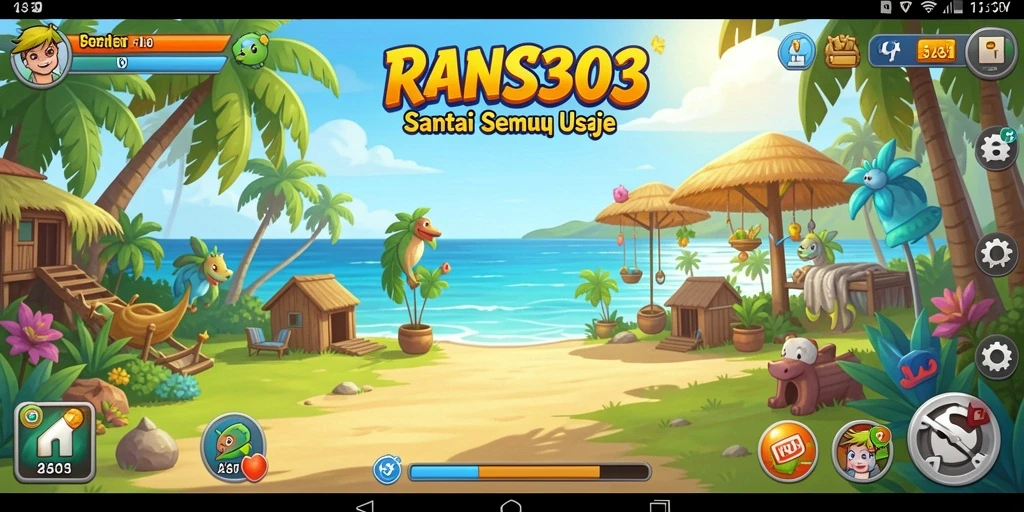 Tangkapan layar gameplay RANS303 menampilkan aksi seru dan grafis cerah.