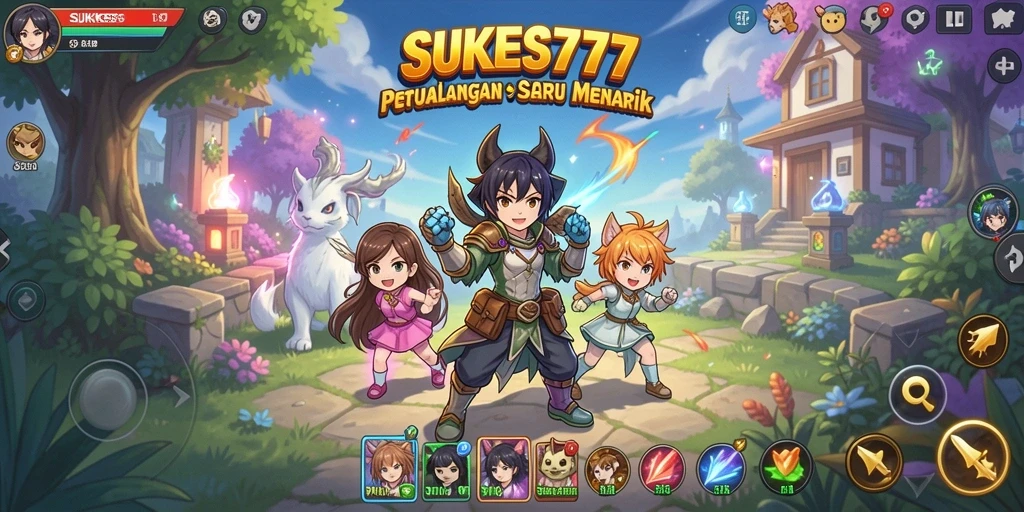 Screenshot gameplay SUKSES777 yang penuh warna dan interaksi karakter.