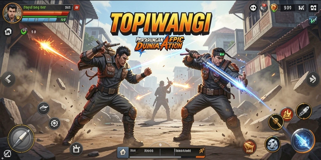 Screenshot menunjukkan pertarungan seru di dalam TOPIWANGI.