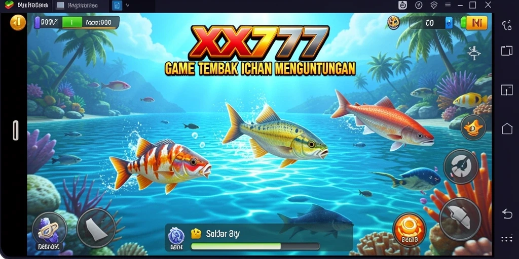 Screenshot gameplay XXX777 yang menampilkan aksi menembak ikan.