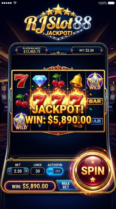 Tangkapan layar utama aplikasi rjslot88 dengan berbagai permainan slot yang menarik.
